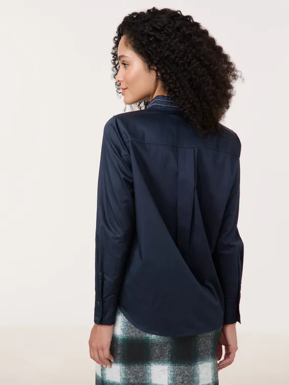 GERRY WEBER Блуза с воротником-стойкой синяя