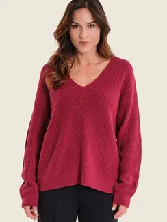 GERRY WEBER Свитер в красную ребристую отделку