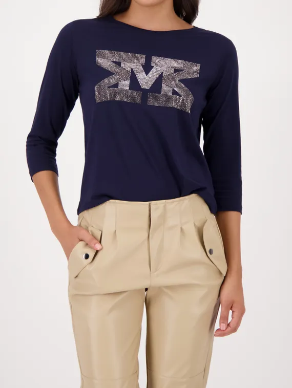 MONARI Футболка 3/4 рукав со стразами