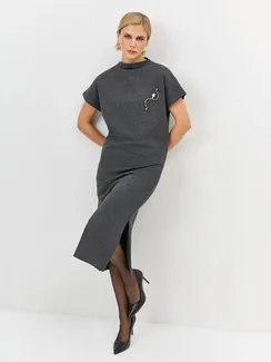 BULMER Платье трикотажное с брошью