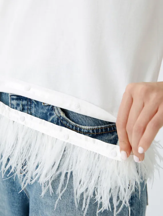 Oui Футболка с перьями