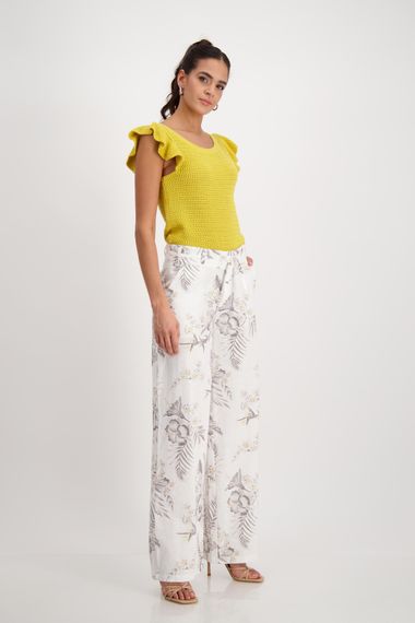 MONARI Брюки из хлопка и льна с цветочным принтом