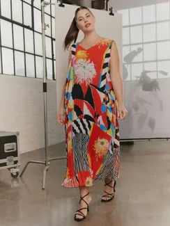 SAMOON Платье плиссированное с принтом