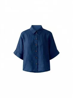 Oui Льняная блузка темно-синяя