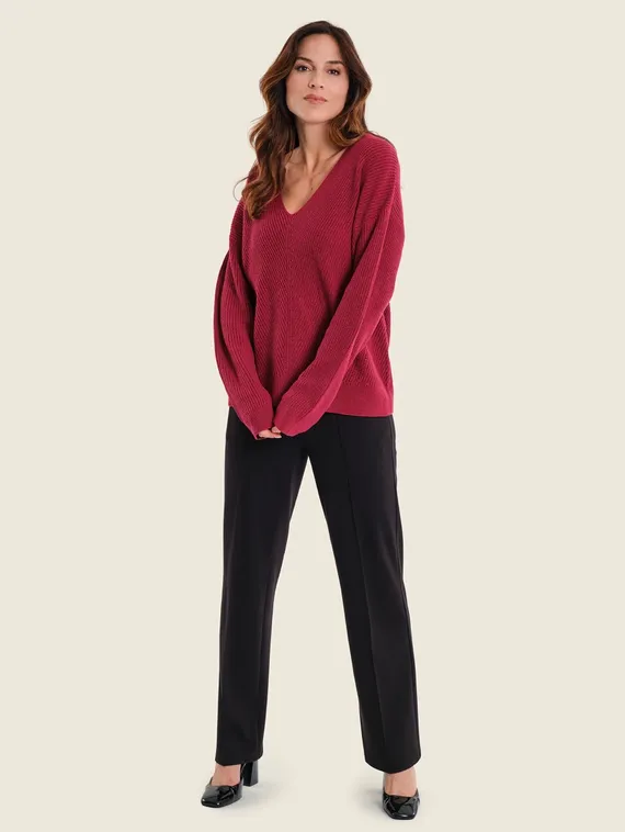 GERRY WEBER Свитер в красную ребристую отделку