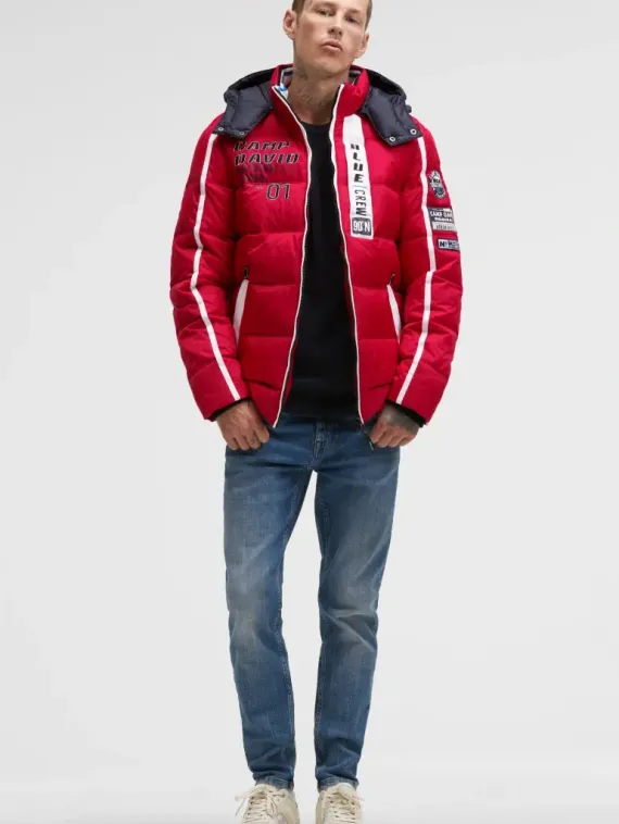 CAMP DAVID Длинная стеганая куртка с капюшоном