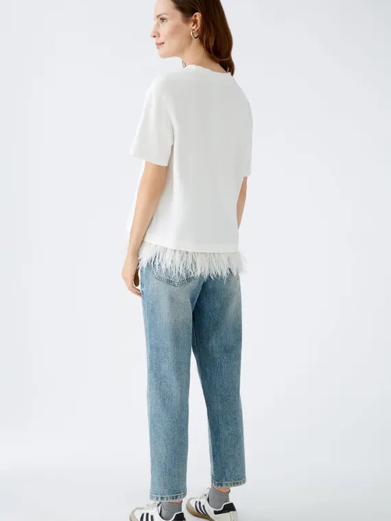 Oui Футболка с перьями