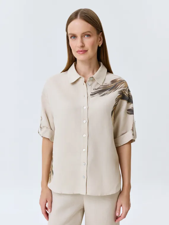 BULMER Льняная блузка с авторским принтом