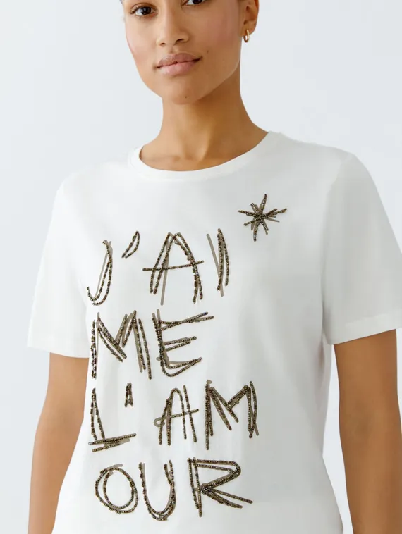 Oui Футболка с бусинами и пайетками