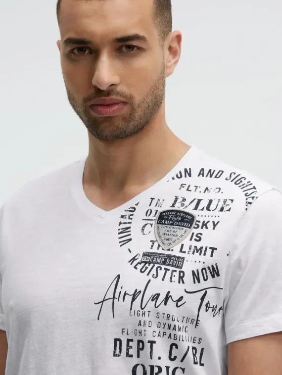 CAMP DAVID Футболка с V-вырезом