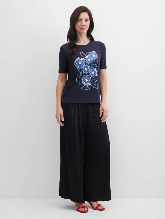 GERRY WEBER Футболка с цветочным принтом синяя