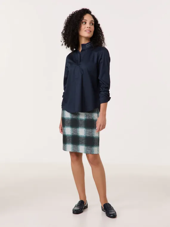 GERRY WEBER Блуза с воротником-стойкой синяя