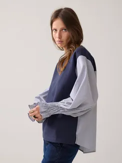 SUMMUM Толстовка с полосатыми рукавами