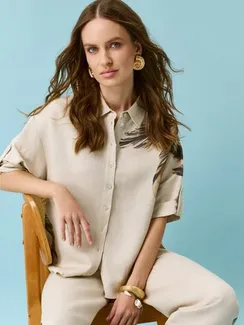 BULMER Льняная блузка с авторским принтом