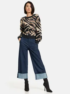 TAIFUN Кюлоты джинсовые с отворотами