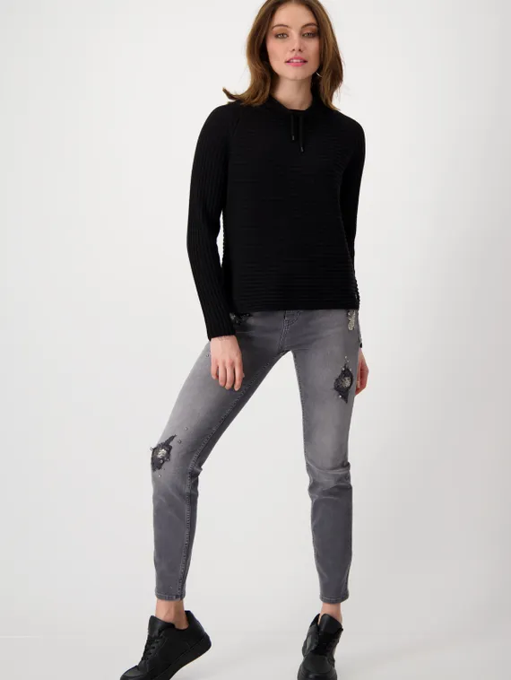 MONARI Пуловер черный из смесового хлопка