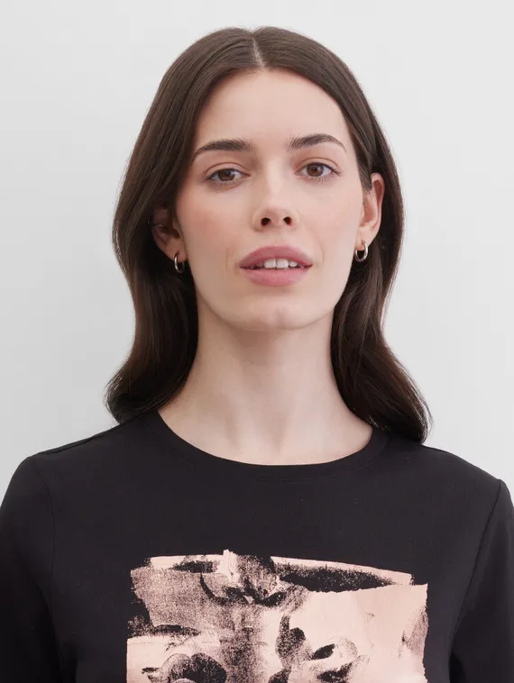 GERRY WEBER Футболка с абстрактным принтом черная