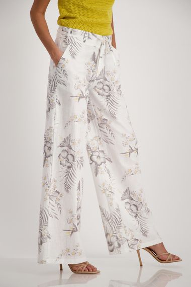 MONARI Брюки из хлопка и льна с цветочным принтом