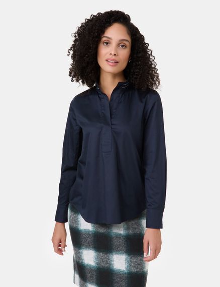 GERRY WEBER Блуза с воротником-стойкой синяя