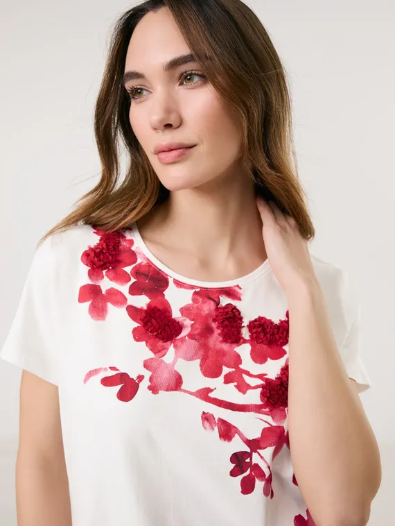 TAIFUN Футболка с цветочным принтом