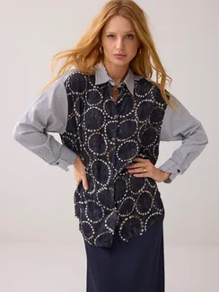 SUMMUM Блуза-рубашка из смесовой ткани