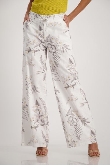 MONARI Брюки из хлопка и льна с цветочным принтом