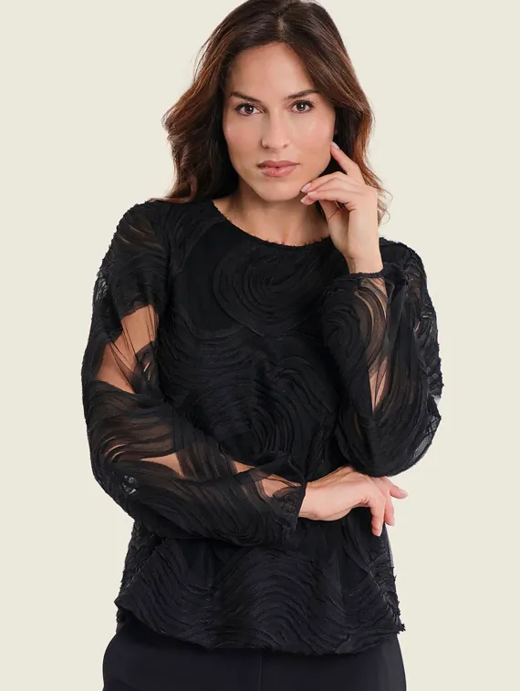 GERRY WEBER Блуза с объемной аппликацией и бахромой