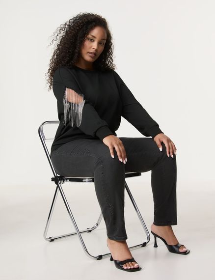 SAMOON Джемпер со стразами на рукавах