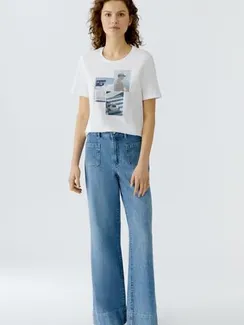 Oui Футболка с принтом и блестками