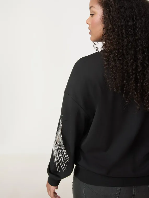 SAMOON Джемпер со стразами на рукавах