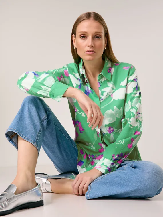 TAIFUN Рубашка из смеси льна и вискозы