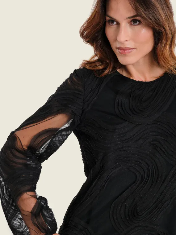 GERRY WEBER Блуза с объемной аппликацией и бахромой
