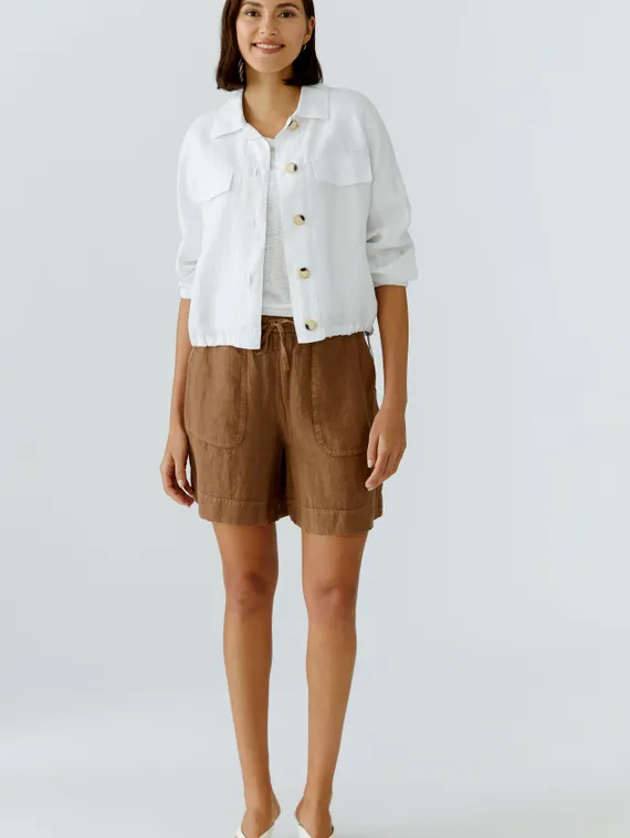 Oui Белая льняная куртка