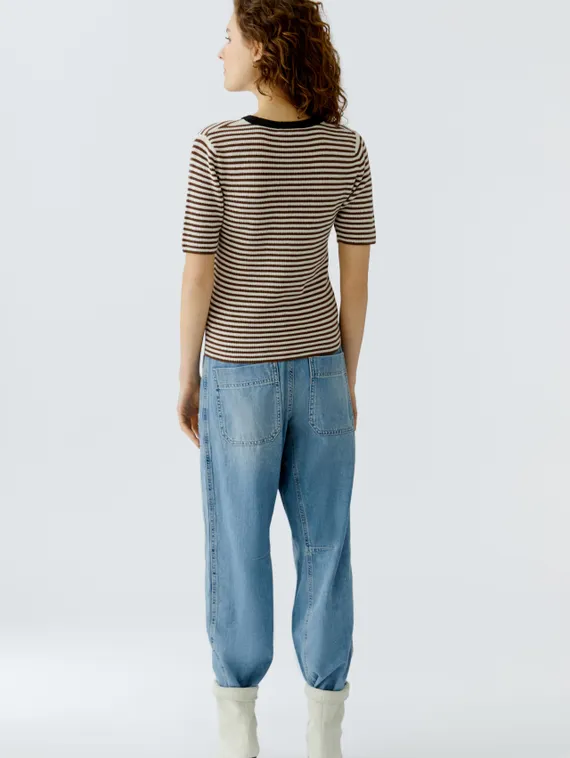 Oui Пуловер в полоску короткий рукав