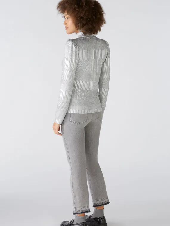 Oui Футболка с серебристым блеском