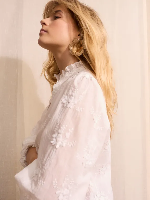 Oui Блузка с цветочной вышивкой