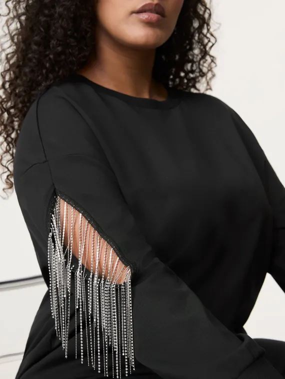 SAMOON Джемпер со стразами на рукавах