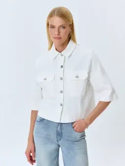 BULMER Укороченный белый джинсовый жакет