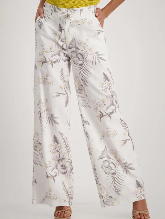 MONARI Брюки из хлопка и льна с цветочным принтом