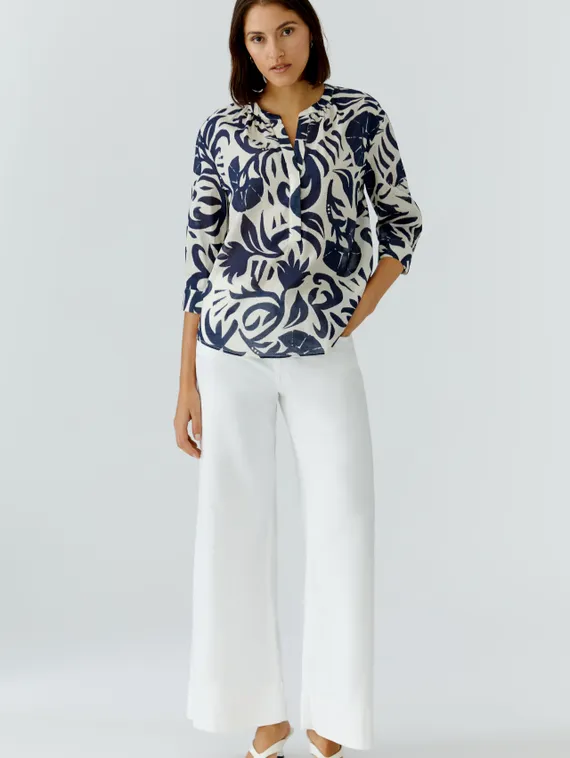 Oui Туника с темно-синим принтом