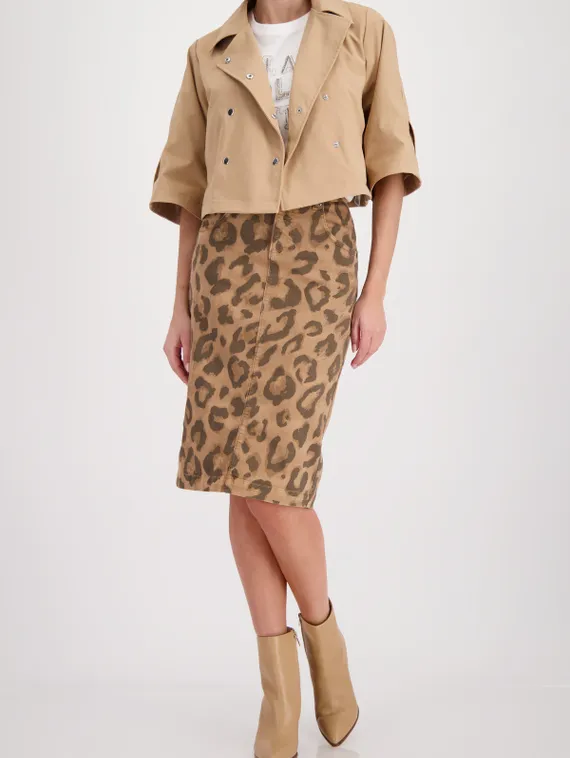 MONARI Юбка джинсовая с леопардовым принтом