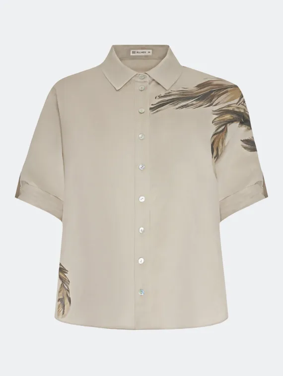 BULMER Льняная блузка с авторским принтом