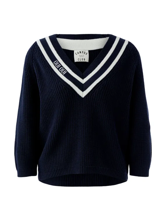 Oui Пуловер в студенческом стиле синий