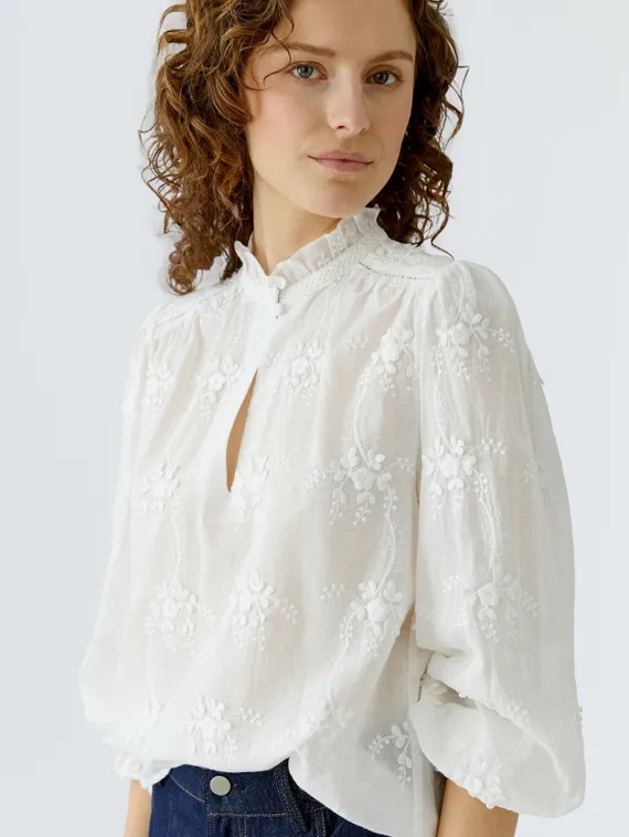 Oui Блузка с цветочной вышивкой