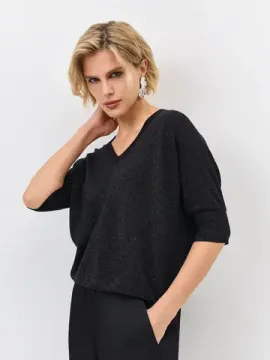 BULMER Мерцающий джемпер с шелком черный