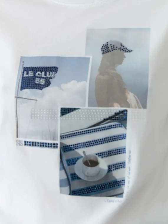 Oui Футболка с принтом и блестками