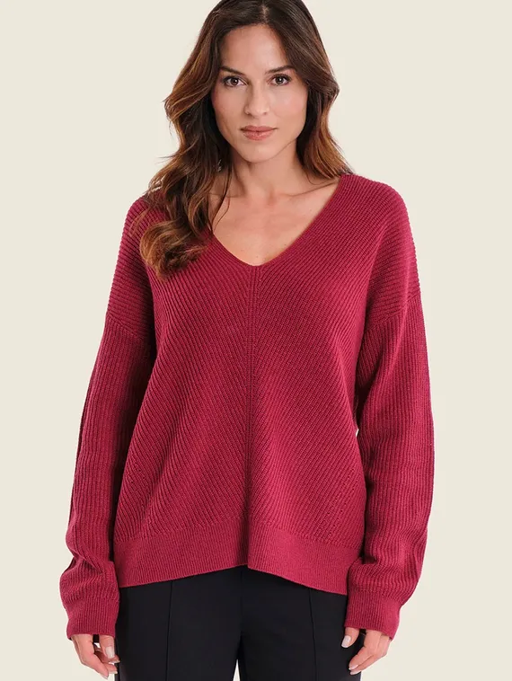 GERRY WEBER Свитер в красную ребристую отделку