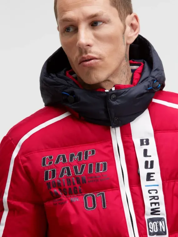 CAMP DAVID Длинная стеганая куртка с капюшоном