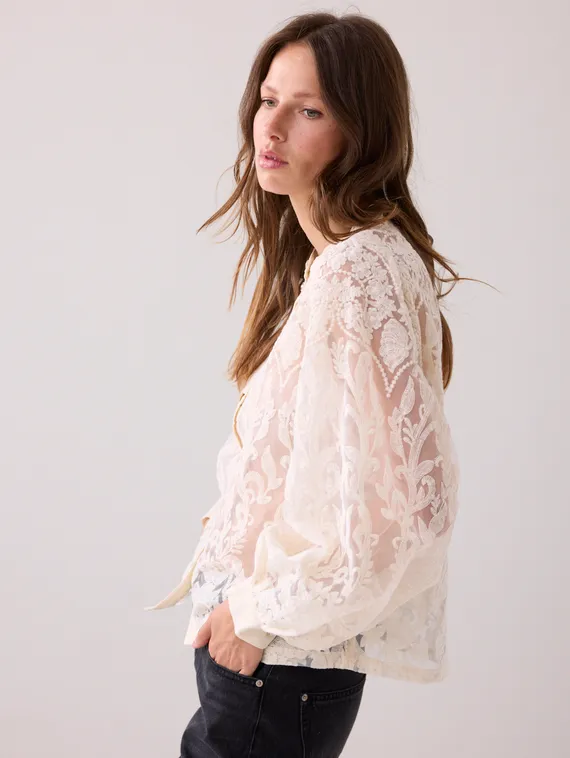 SUMMUM Прозрачная кружевная блуза