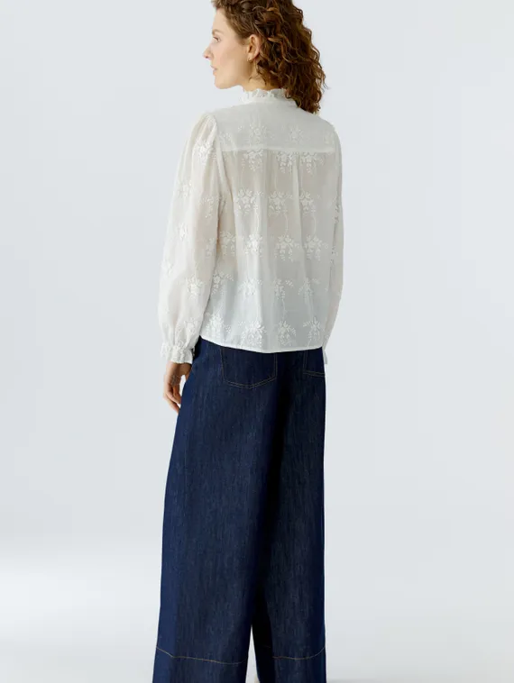 Oui Блузка с цветочной вышивкой